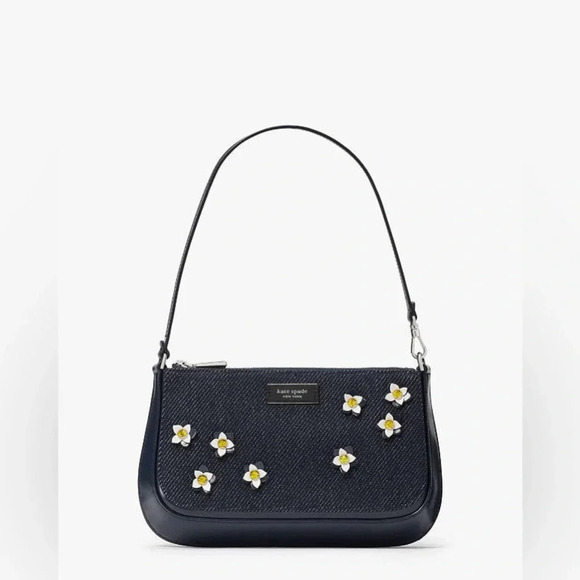 Sam Icon Floral Embellished Denim Mini Pochette - Picture 1 of 14